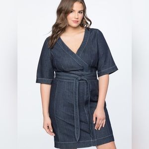🌷 Eloquii Denim Wrap Waist Dress - Sz 16 🌷